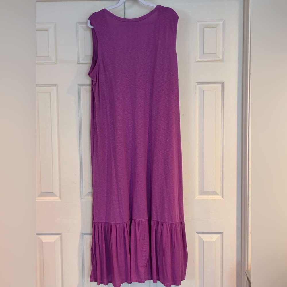 J. Jill Mixed-Media Flounced-Hem Knit Vibrant Berry Plus Casual Dress - Picture 2 of 3